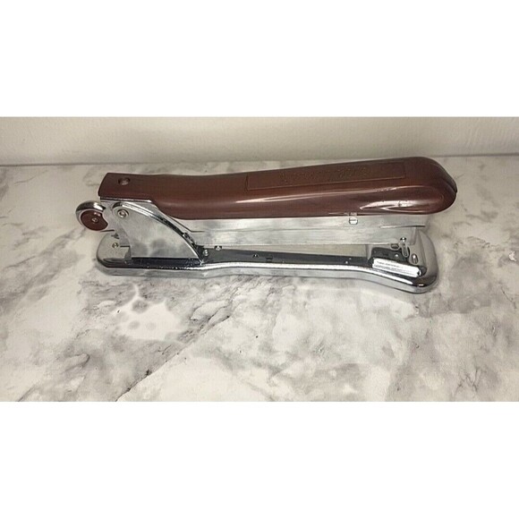 Vintage Ace Liner 502 Stapler Mid Century Brown Chrome Made in USA *Works - Picture 1 of 5